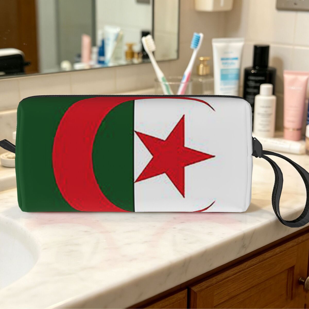 Makeup Beauty Official - Offizielle Flagge Algeriens, Make-up-Tasche, Kosmetik-Organizer, Aufbewahrungstasche,