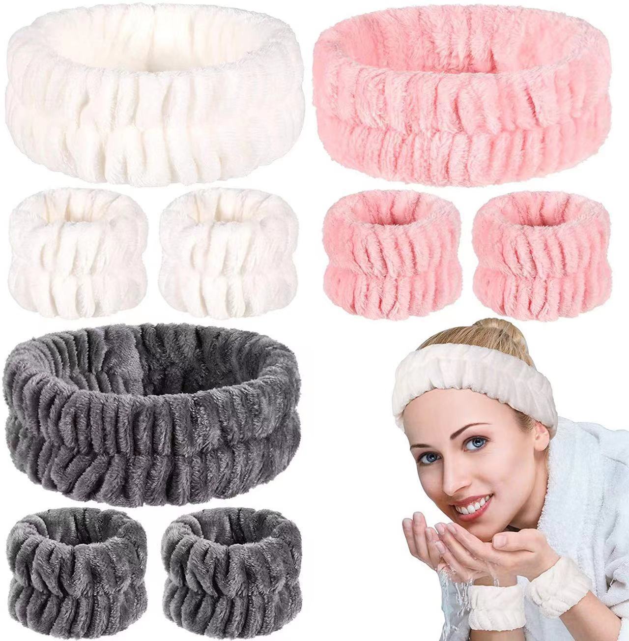 Makeup Beauty Set - Gesichtswasch-Armband-Set, Damen-Stirnband-Armbänder, saugfähige, wasserdichte Armbänder, Make-up,