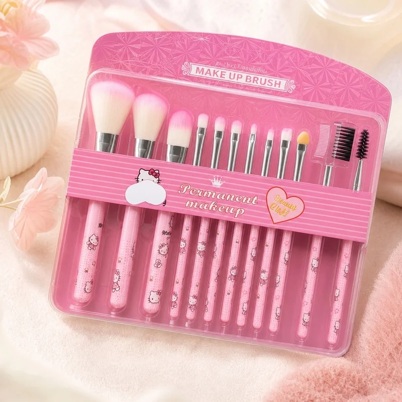 Beauty And Makeup Quotes - Hello Kitty 12-teiliges Make-up-Pinsel-Set, niedliche rosa