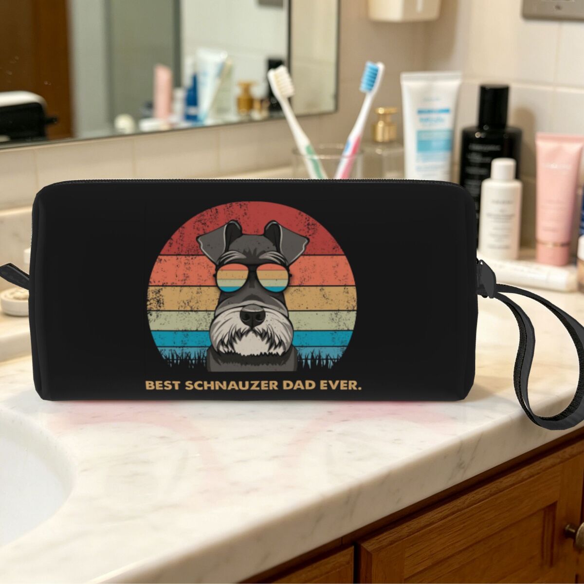 Beauty Forever Makeup - Make-up-Tasche mit Aufschrift „Best Schnauzer Dad