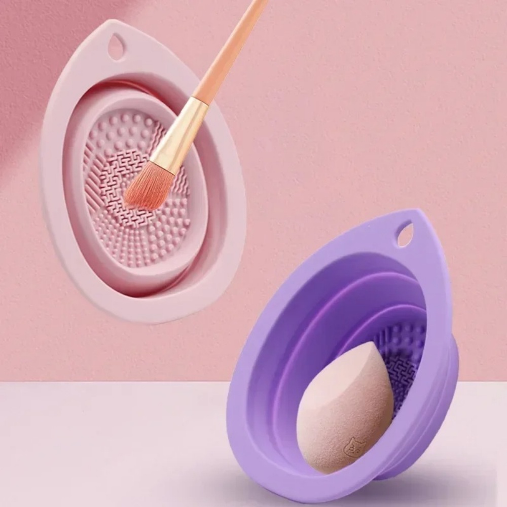 Beauty And Makeup Quotes - Silikon-Make-up-Pinsel-Reinigungsschale, faltbare Waschmatte, tragbares Kosmetikpinsel-Reinigungswerkzeug, Schönheits-Make-up-Pinsel-Schwamm