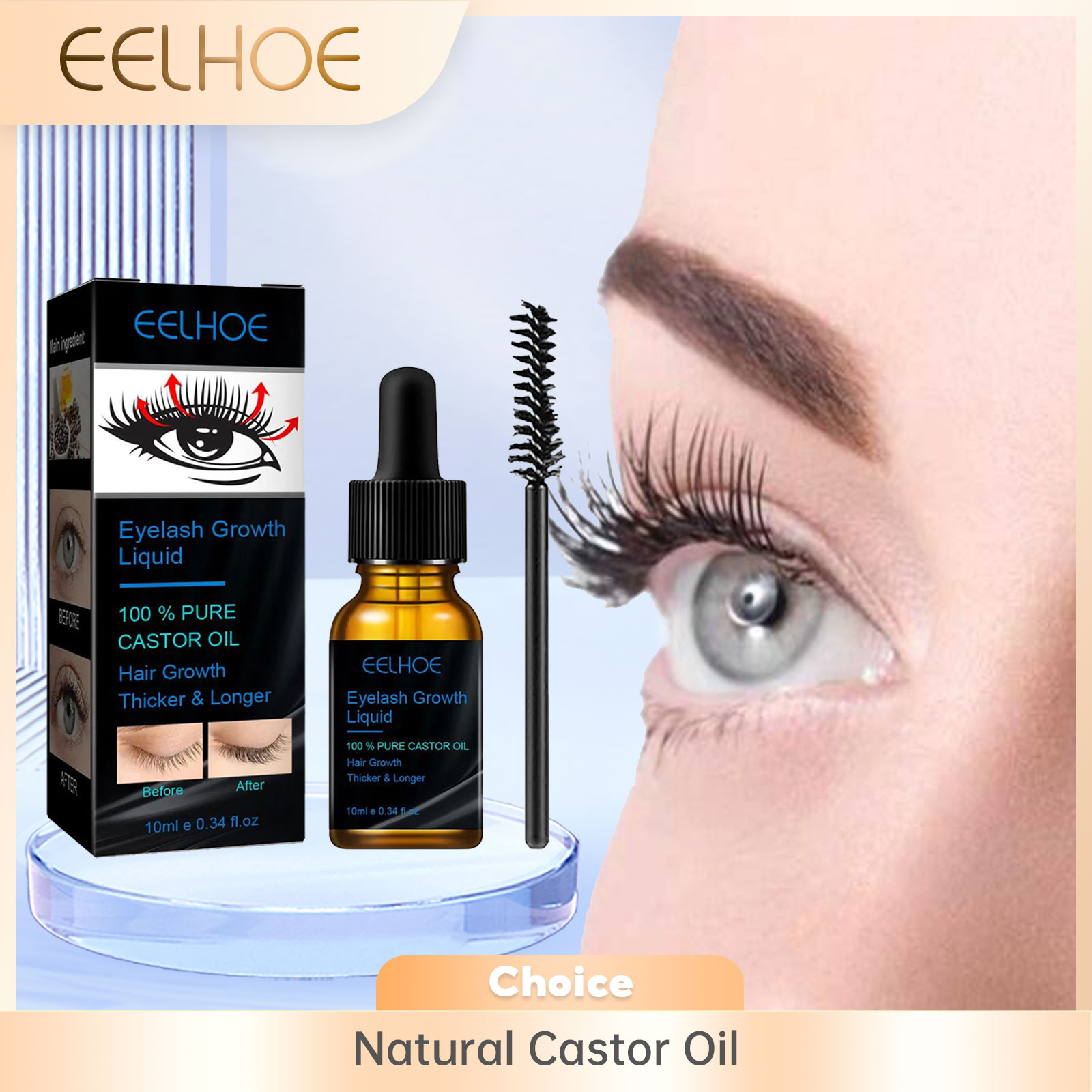 Lash Serum Growth - Rizinusöl Wimpernwachstumsserum für Männer und Frauen,